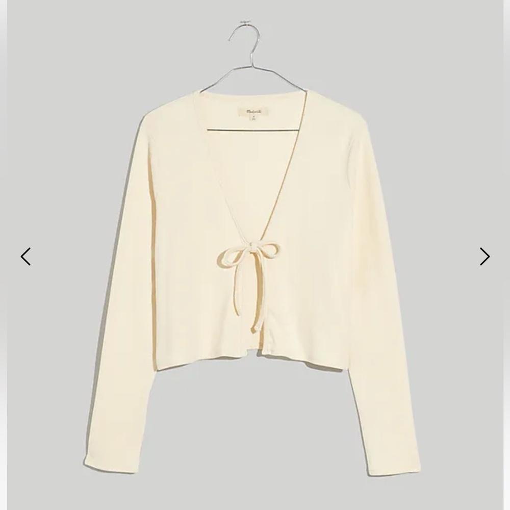 Madewell Brushed Rib Tie-Front Cardigan with matching camisole